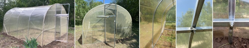 Теплиця Веган з оцинкованої квадратної труби під плівкою