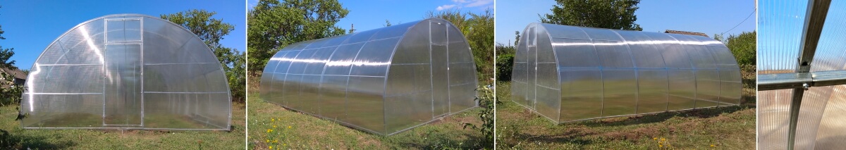 Теплиця з оцинкованої квадратної труби під полікарбонатом