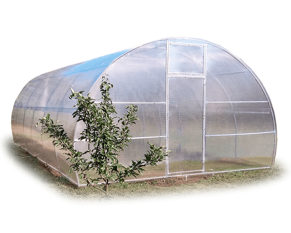 Теплиця з оцинкованої квадратної труби під полікарбонатом