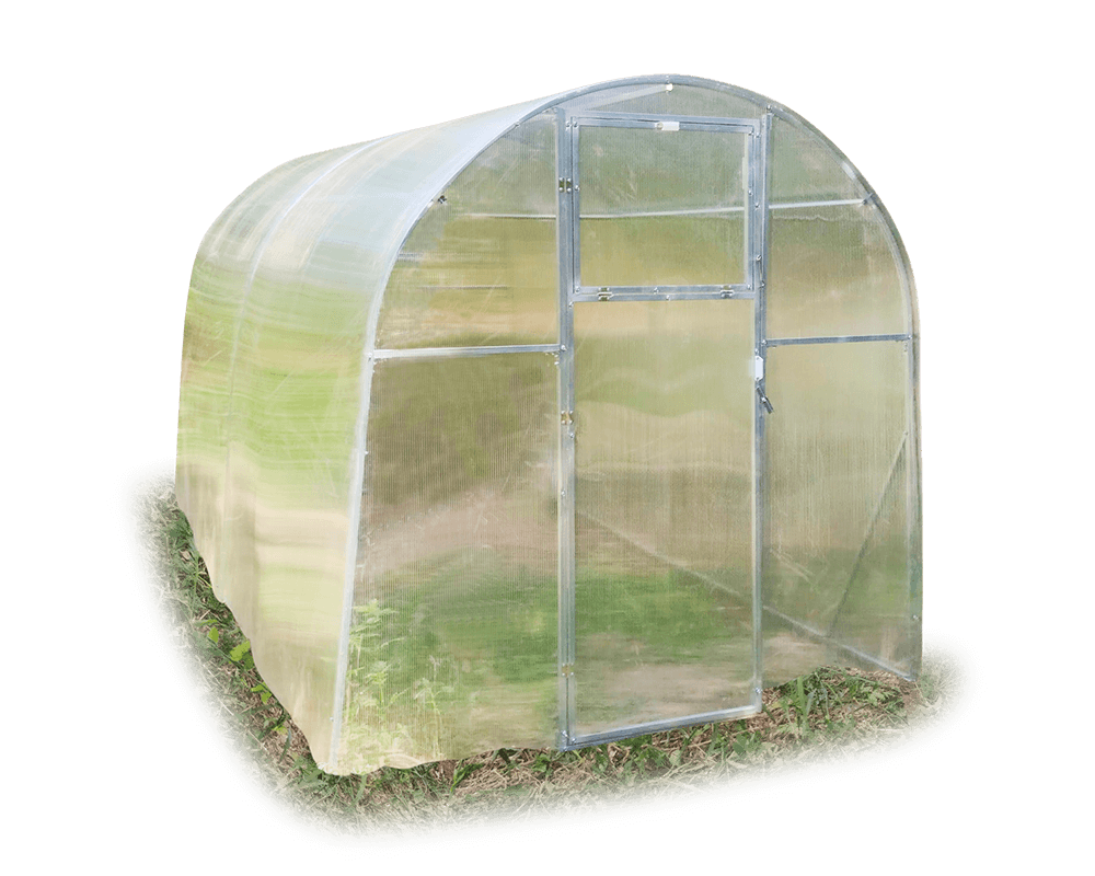Теплиця з оцинкованої квадратної труби під полікарбонатом