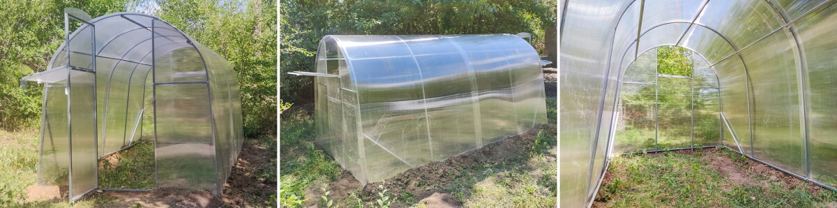 Теплиця з оцинкованої квадратної труби під полікарбонатом