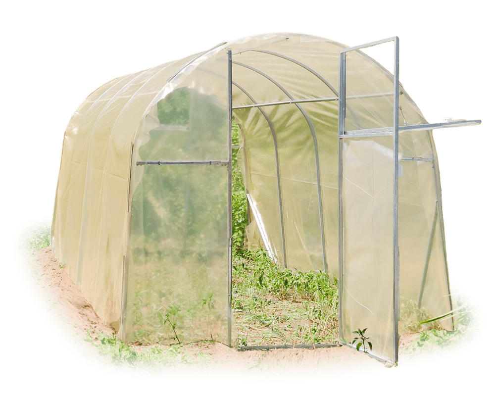 Теплиця Веган з оцинкованої квадратної труби під плівкою